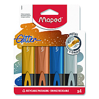 Maped Helix Fluo Peps Metallic Glitter Highlighter, Assorted Ink, Chisel Tip, Assorted Barrel, 4/Pack (742000)