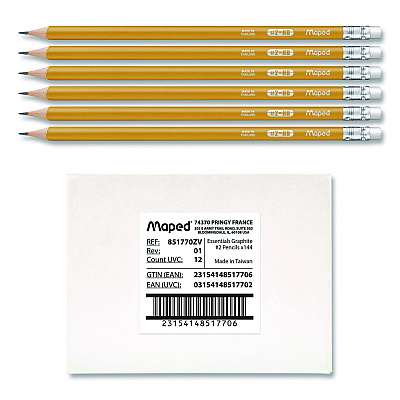 Maped Helix Essentials Triangular Pre-Sharpened Pencils, HB (#2), Black Lead, Yellow Barrel, 144/Box (851770ZT)
