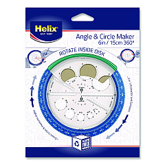 Maped Helix 360 Degree Angle and Circle Maker 2-in-1 Protractor and Compass Tool, 2" Ruler Edge, Plastic, Randomly Assorted Color (36002)