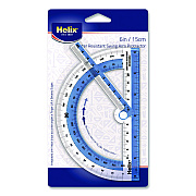 Maped Helix 180 Degree Shatter Resistant Swing Arm Protractor, 6" Ruler Edge/10 cm Ruler Edge, Plastic, Randomly Assorted Color (60009)