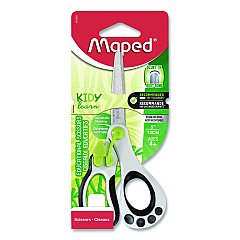 Maped Helix Kidy Spring-Assisted Educational Scissors Rounded Tip, 5.41" Long, 2" Cut Length, Straight White/ Black Handle (470249US)