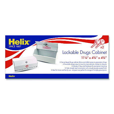 Maped Helix Metal Lockable Wall-Mounted Drug Cabinet,11.5 x 4.24 x 4.75, White (27050)