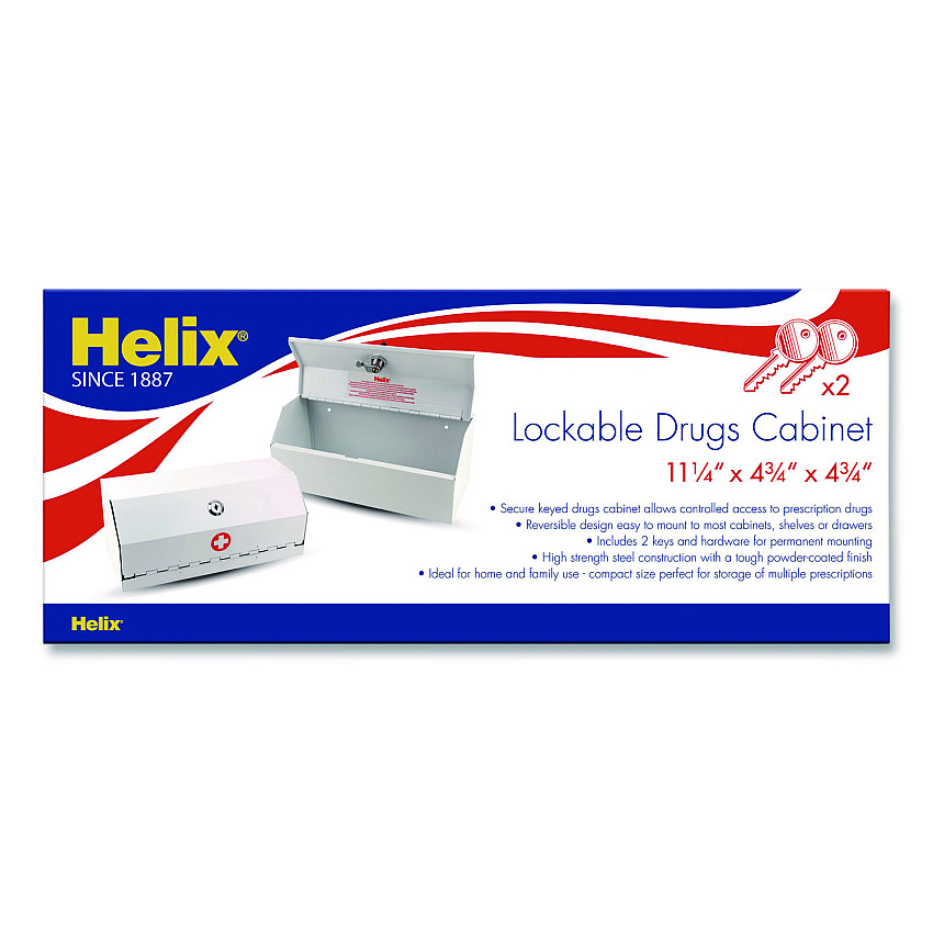 Maped Helix Metal Lockable Wall-Mounted Drug Cabinet,11.5 x 4.24 x 4.75, White (27050)