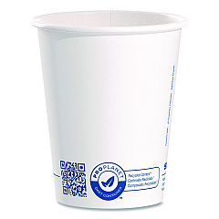 Solo Recycled Content PCF Paper Hot Cups, ProPlanet Seal, 10 oz, White, 50/Pack (370RCPLANEPK)
