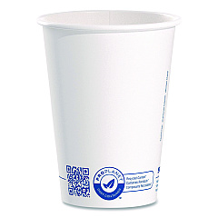 Solo Recycled Content PCF Paper Hot Cups, ProPlanet Seal, 12 oz, White, 50/Pack (412RCNPLANPK)