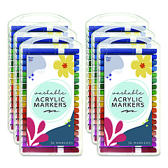 TPG Creations Washable Acrylic Markers, Fine Bullet Tip, Assorted Colors, 36/Pack, 6 Packs/Carton (49906)