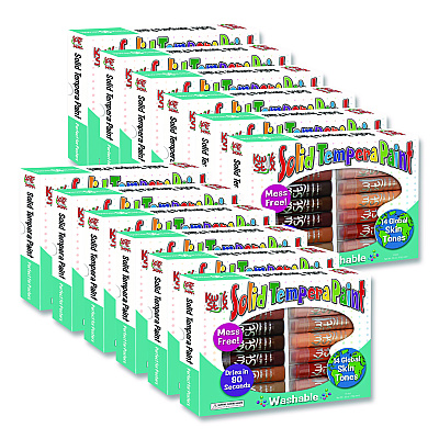 TPG Creations Kwik Stix Tempera Paint Sticks, Regular Size, 0.7" x 3.5", 14 Assorted Skintone Colors, 14/Pack, 12 Packs/Carton (67212)