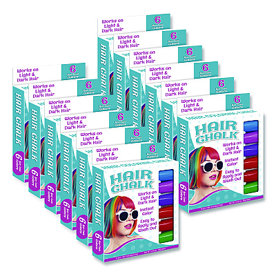 TPG Creations Hair Chalk, Assorted Colors, 6/Pack, 12 Packs/Carton (68212)