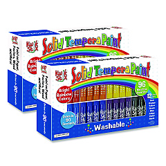 TPG Creations Kwik Stix Tempera Paint Set, Regular Size, 0.7" x 3.5", 8 Assorted Colors, 96/Pack, 2 Packs/Carton (69802)