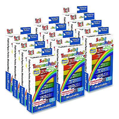 TPG Creations Kwik Stix Tempera Paint Set, Regular Size, 0.7" x 3.5", 10 Assorted Colors, 10/Pack, 12 Packs/Carton (69912)