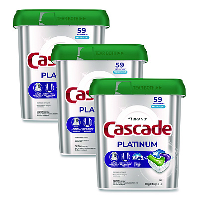 Cascade ActionPacs, Fresh Scent, 31.8 oz, 59 Pacs/Tub, 3 Tubs/Carton (15534CT)