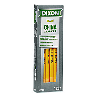 Dixon China Marker, 0.37" x 7", Yellow, 12/Pack (000730002)