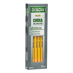 Dixon China Marker, 0.37" x 7", Yellow, 12/Pack (000730002)
