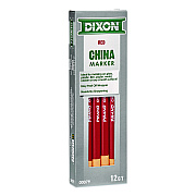 Dixon China Marker, 0.37" x 7", Red, 12/Pack (000790002)