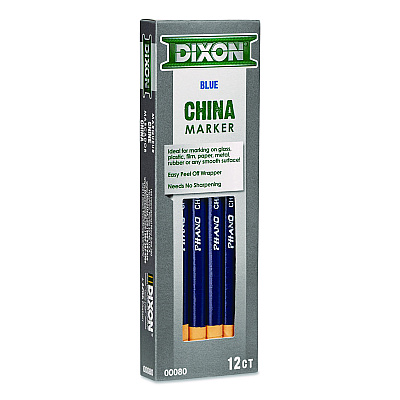 Dixon China Marker, 0.37" x 7", Blue, 12/Pack (000800002)