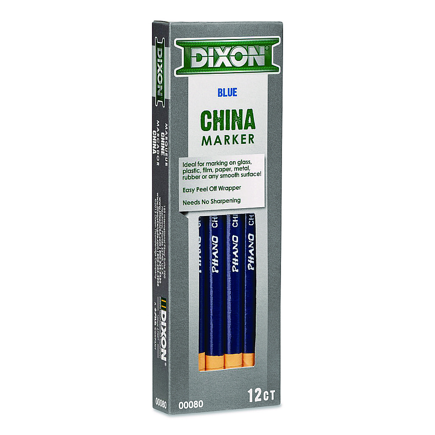 Dixon China Marker, 0.37" x 7", Blue, 12/Pack (000800002)