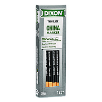 Dixon China Marker, Thin Core, 0.37" x 7", Black, 12/Pack (000810002)