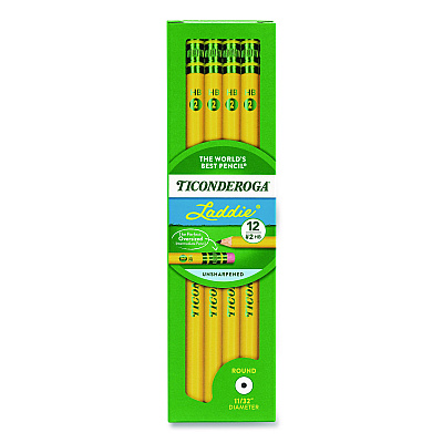 Dixon Ticonderoga Laddie Woodcase Pencil with Microban, HB (#2), Black Lead, Yellow Barrel, 12/Pack (133040002)