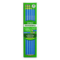 Ticonderoga Erasable Colored Pencils, 2.6 mm, 2B (#2), Blue Lead, Blue Barrel, 12/Pack (142090002)