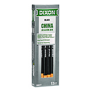 Dixon China Marker, 0.37" x 7", Black, 12/Pack (000770002)