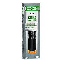 Dixon China Marker, 0.37" x 7", Black, 12/Pack (000770002)