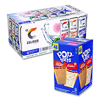 Kellogg's Celcius Vibe and Pop Tarts Variety Combo Pack,(18) 12oz Cans,(24) Frosted Strawberry/(24) Frosted Brown Sugar Cinnamon/Bundle (60004172)