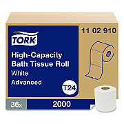 Tork Advanced High Capacity Bath Tissue, Septic Safe, 1-Ply, White, 2,000 Sheets/Roll, 36 Rolls/Carton (1102910)