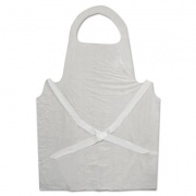 GN1 Disposable Apron, Poly, 28 x 45, 1.25 mil, One Size Fits All, White, 100/Pack (390)