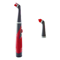 Rubbermaid Reveal Power Scrubber, Red/White Nylon Bristles, 1.73" Brush, Red Plastic Handle (2057486)