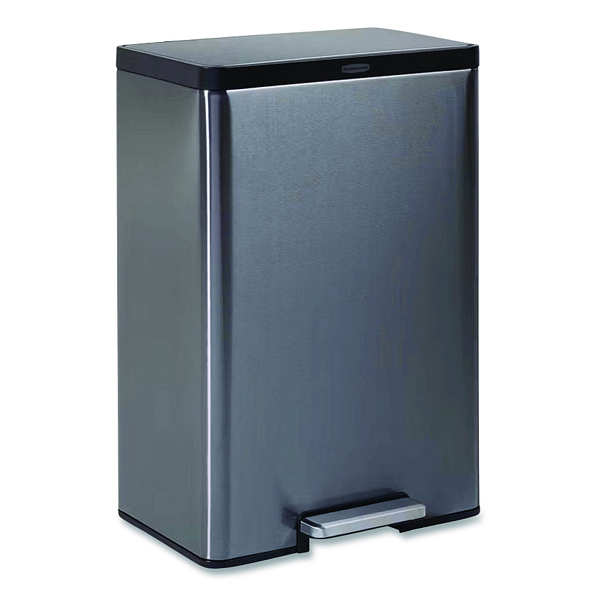 Rubbermaid Elite Step-On Trash Can, 12 gal, Metal, Charcoal Stainless Steel/Black (2112520)