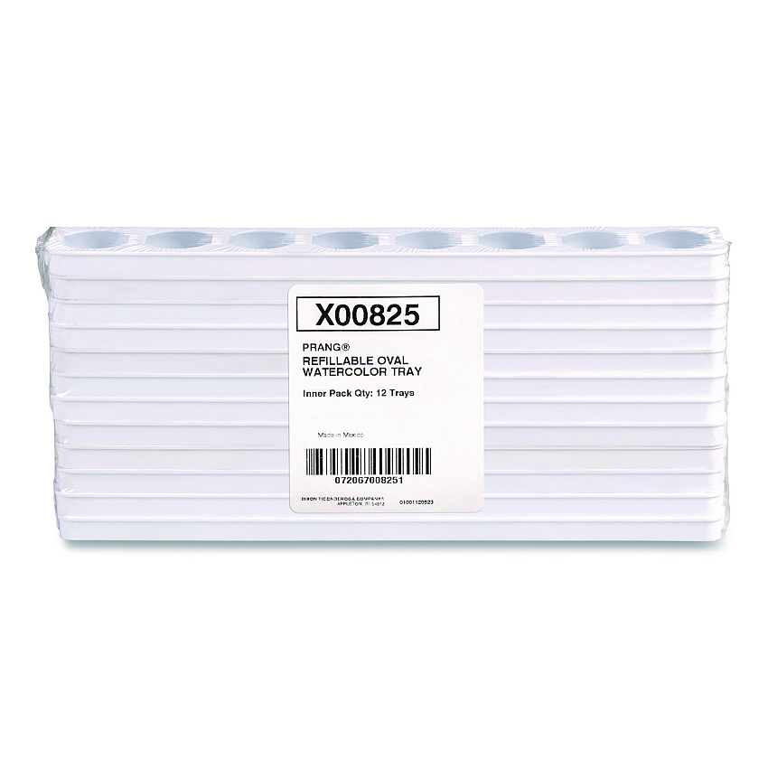 Prang Refillable Oval Watercolor Tray, White, 12/Pack (X00825)