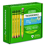 Ticonderoga My First Short Pencil with Eraser, 3.6 mm, HB (#2), Black Lead/Yellow Barrel, 36/Pack (X331360001)
