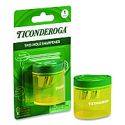 Ticonderoga Two Hole Pencil Sharpener, 2 x 2 x 1.25, Green/Yellow (X392010001)