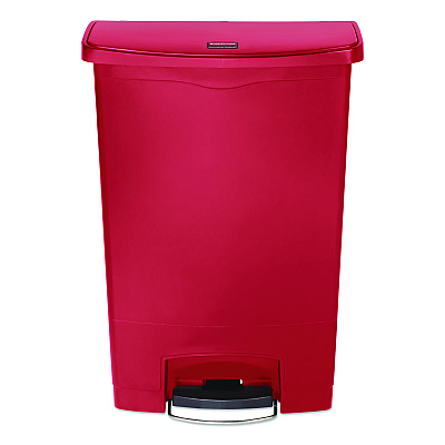 Rubbermaid Commercial Slim Jim Streamline Resin Step-On Container, 24 gal, Resin, Red (1883570)