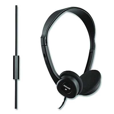 Maxell HP100 Headphone with Mic, Black (199845)