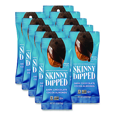 SkinnyDipped Dark Chocolate Covered Almonds, 1.2 oz Bags, 10/Box (EDT00837)