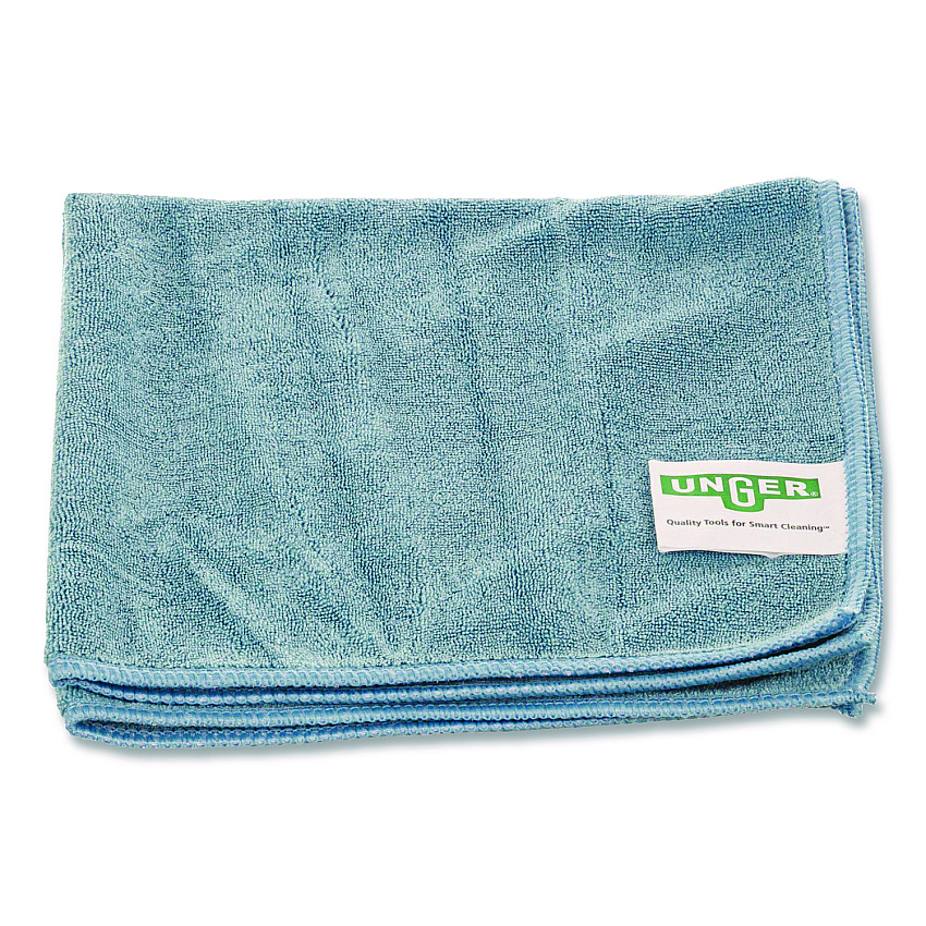 Unger SmartColor MicroWipes 4000, Heavy-Duty, Microfiber, 16 x 15, Blue, 10/Pack (MF40B)