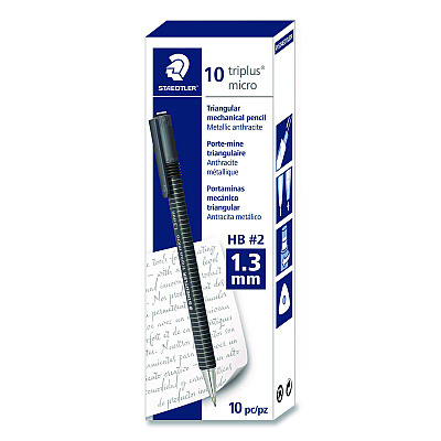 Staedtler Mechanical Pencils, 1.3 mm, HB (#2), Black Lead, Anthracite Barrel, 10/Box (7741381A6)
