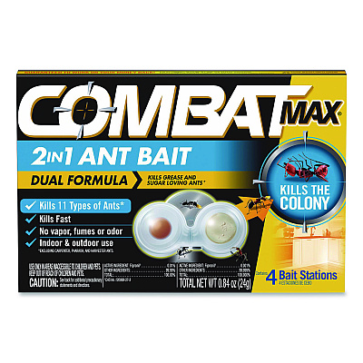 Combat Max 2-in-1 Ant Bait, 0.84 oz, 4 Bait Stations (07172EA)