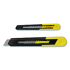 Stanley Two-Pack Quick Point Snap Off Blade Utility Knife, 9 mm and 18 mm Blades, Yellow/Black (10202)