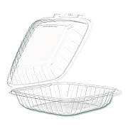 Dart Microwaveable Hinged Containers, ProPlanet, 9 x 8.75 x 3, Clear, Plastic 150/Carton (90PPHT1)