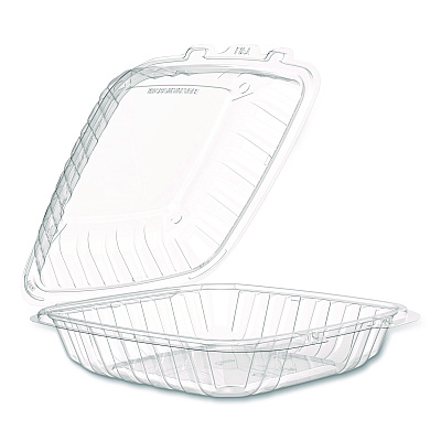 Dart Microwaveable Hinged Containers, ProPlanet, 9 x 8.75 x 3, Clear, Plastic 150/Carton (90PPHT1)