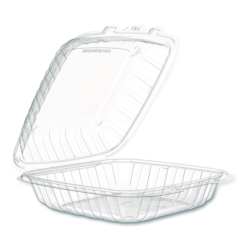 Dart Microwaveable Hinged Containers, ProPlanet, 9 x 8.75 x 3, Clear, Plastic 150/Carton (90PPHT1)