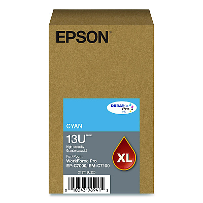 Epson T13U220 (T13U) DURABrite Pro High-Yield Ink, 4,600 Page-Yield, Cyan