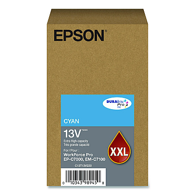 Epson T13V220 (T13V) DURABrite Pro Extra High-Yield Ink, 8,000 Page-Yield, Cyan