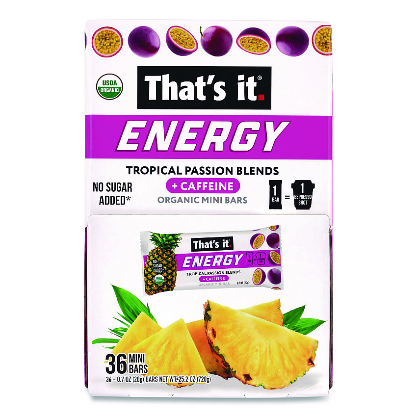 Thats it Organic Energy Bars, Tropical Passion Blend, 0.7 oz Bar, 36/Box (22002519)