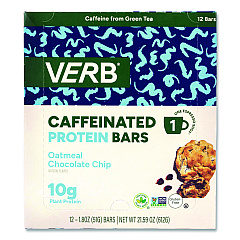 VERB Energy Caffeinated Protein Bar, Oatmeal Chocolate Chip, 1.8 oz Bar, 12/Box (22002523)