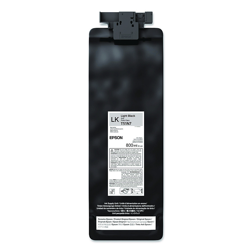 Epson T51N720 (T51N) UltraChrome GS3 Eco-Solvent Ink, 800 mL, Light Black