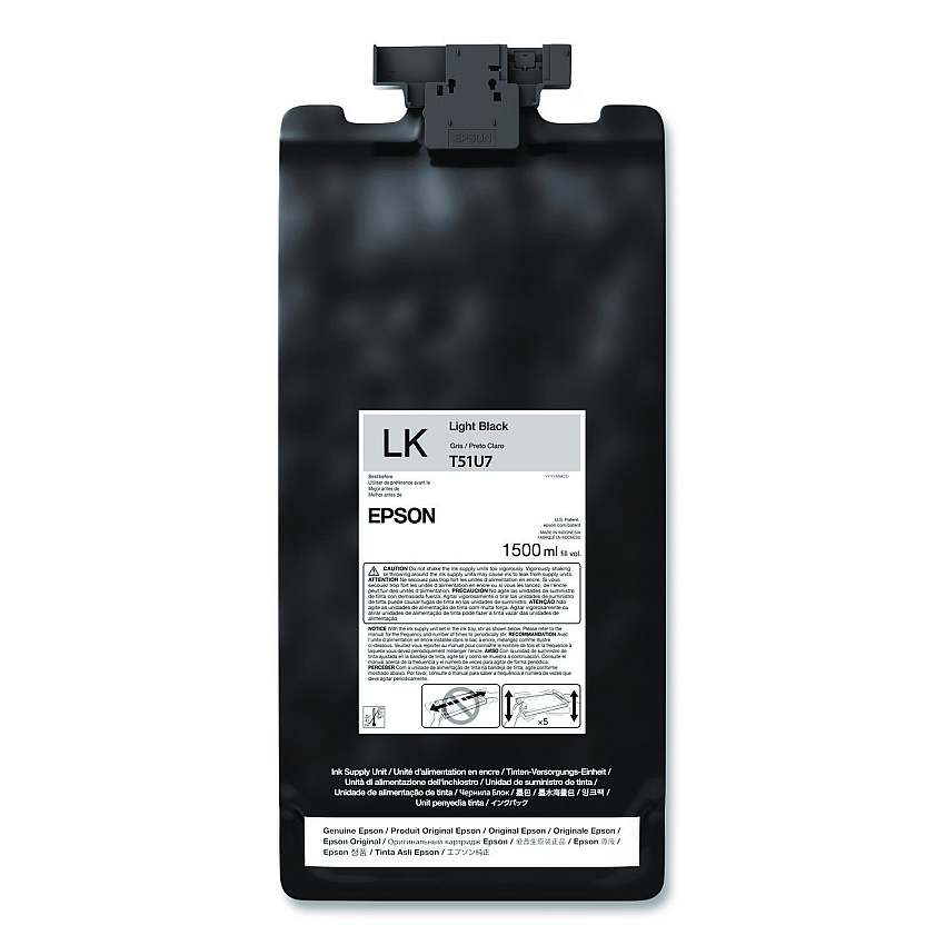 Epson T51U720 (T51U) UltraChrome GS3 Eco-Solvent Ink, 1.5 L, Light Black