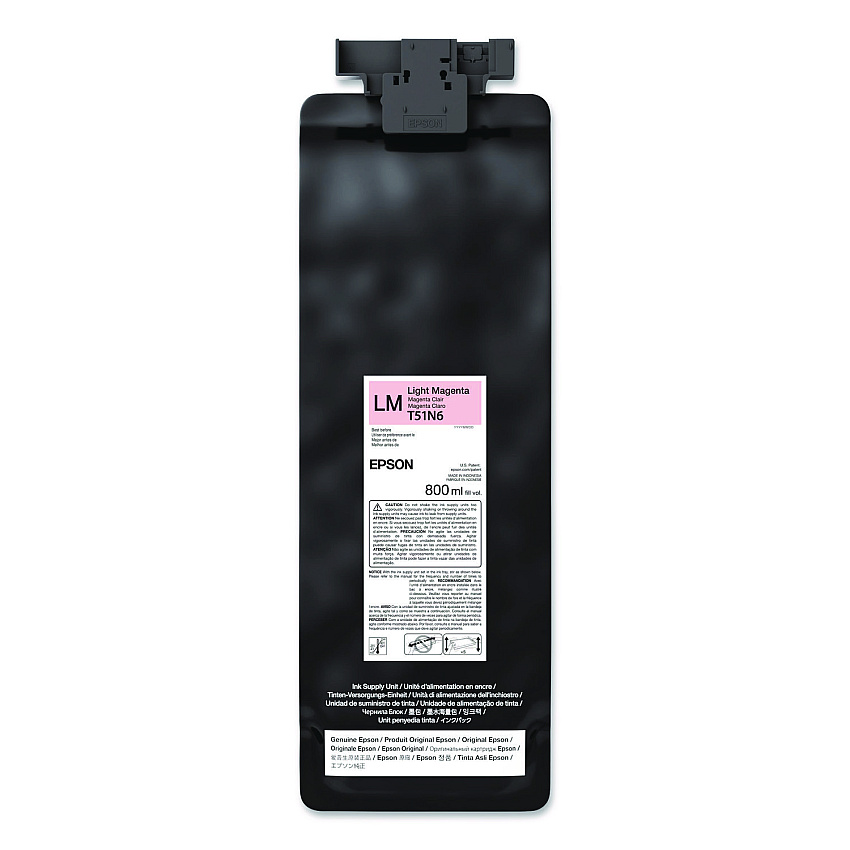 Epson T51N620 (T51N) UltraChrome GS3 Eco-Solvent Ink, 800 mL, Light Magenta